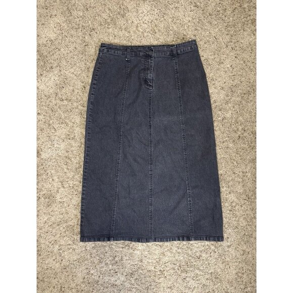 Christopher & Banks Gray Denim Midi Skirt Long Boho Beach Coastal Preppy Sz 10 - Picture 1 of 8